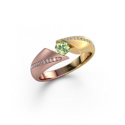 Ring Hojalien 2 585 rose gold green lab grown diamond 4.2 mm