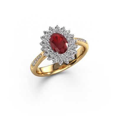Bague de fiançailles Alina 2 585 or jaune rubis 7x5 mm