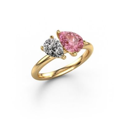 Engagement ring Toi et Moi PER-PER 585 gold pink lab grown diamond 8x6 mm
