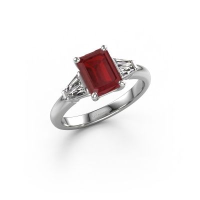 Bague de fiançailles Kina EME 950 platine rubis 8x6 mm