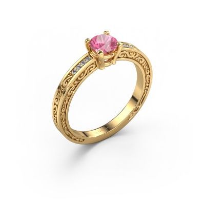Bague de fiançailles Claudette 2 585 or jaune saphir rose 5 mm