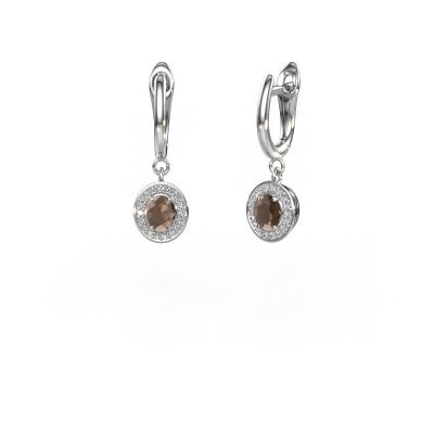 Drop earrings Nakita 585 white gold smokey quartz 5x4 mm