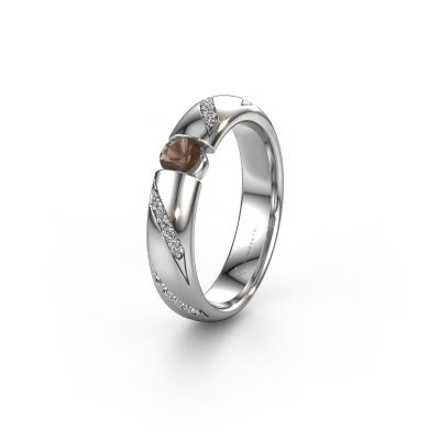 Trouwring WH2102L34A 585 witgoud rookkwarts ±5x1.7 mm