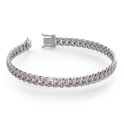 Cuban bracelet ±8 mm or blanc saphir rose