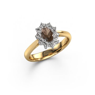 Engagement ring Leesa 1 585 gold smokey quartz 6x4 mm