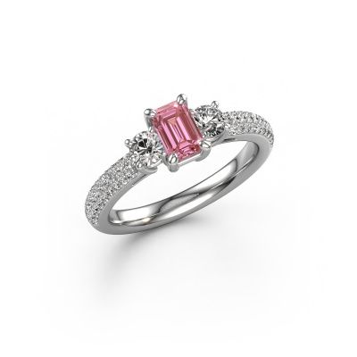 Engagement ring Marielle EME 950 platinum pink lab grown diamond 6x4 mm