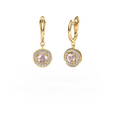 Drop earrings Ninette 1 585 gold morganite champagne 5 mm