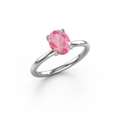Bague de fiançailles Crystal OVL 1 950 platine saphir rose 8x6 mm