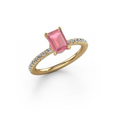 Engagement ring Crystal EME 4 585 gold tourmaline pink 7x5 mm