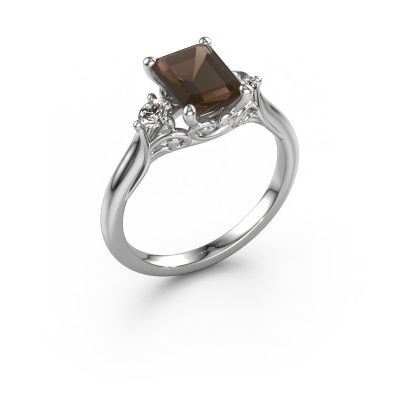Engagement ring Laurian EME 950 platinum smokey quartz 8x6 mm