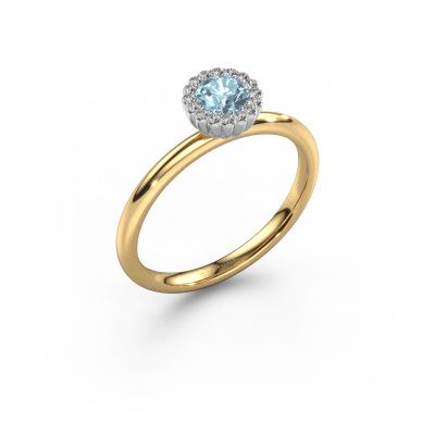 Engagement ring Queen 585 gold blue lab grown diamond 4.2 mm