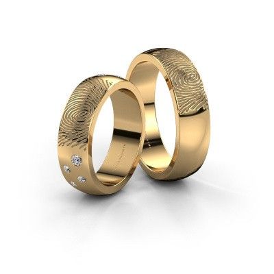 Wedding rings set WHR0423LM ±0.24x0.08 in 14 Carat gold diamond 0.03 crt