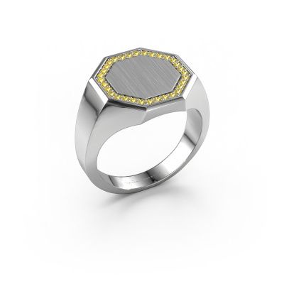 Herrenring Floris Octa 3 585 Weißgold Gelb Saphir 1.2 mm
