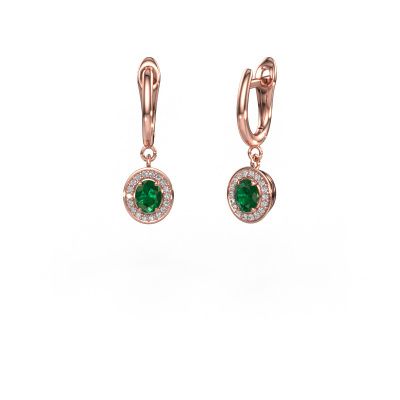 Drop earrings Nakita 585 rose gold emerald 5x4 mm