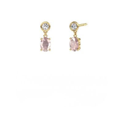 Drop earrings Lacey OVL 585 gold morganite champagne 7x5 mm