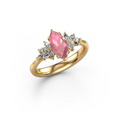 Engagement ring Fiona MRQ 585 gold tourmaline pink 10x5 mm