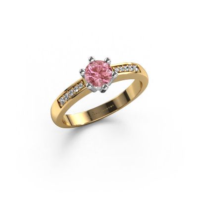 Engagement ring Luna 2 585 gold pink lab grown diamond 5 mm