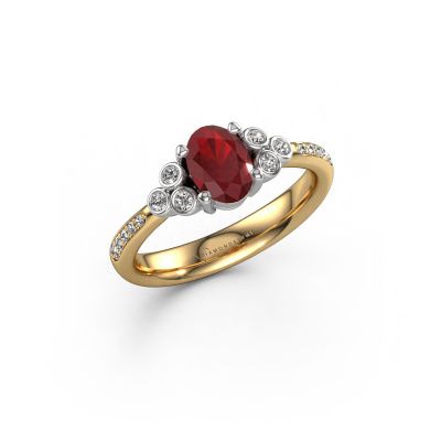 Bague de fiançailles Lucy 2 585 or jaune rubis 7x5 mm