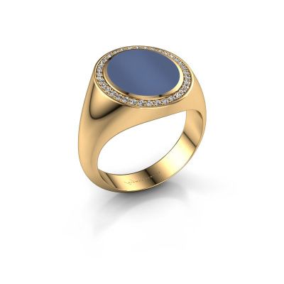 Zegel ring Adam 3 585 goud blauw lagensteen 13x11 mm