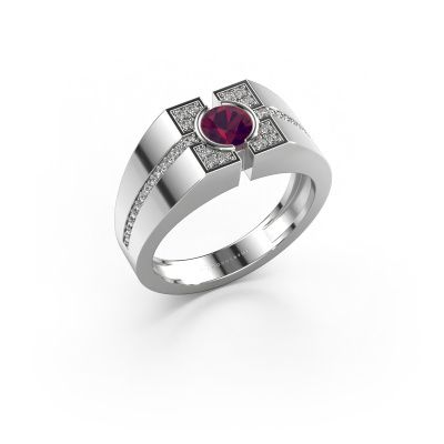 Bague pour homme Thijmen 950 platine rhodolite 5 mm