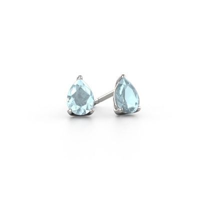 Clous d'oreilles Sam PER 585 or blanc aigue-marine 7x5 mm