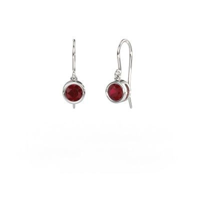 Boucles d'oreilles Lavon RND 950 platine rubis 5 mm