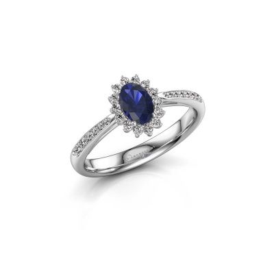 Engagement ring Tilly ovl 2 585 white gold sapphire 6x4 mm