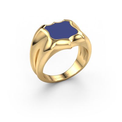 Signet ring Nevin 585 gold blue enamel 12x12 mm