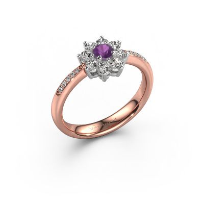 Engagement ring Camille 2 585 rose gold amethyst 3.4 mm