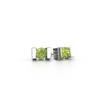 Stud earrings Lieve 950 platinum peridot 3.7 mm
