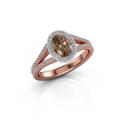 Verlovingsring Verla ovl 2 585 rosé goud bruine diamant 1.074 crt