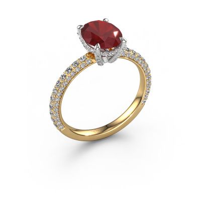 Engagement ring Saskia 2 ovl 585 gold ruby 9x7 mm