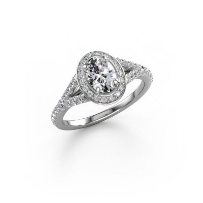 Engagement ring Pamela OVL 585 white gold diamond 1.036 crt
