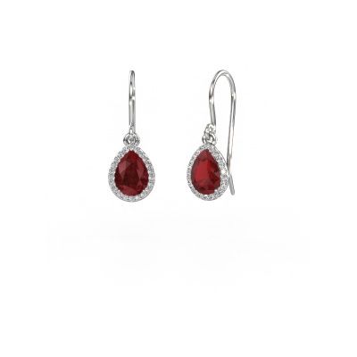 Pendants d'oreilles Seline per 585 or blanc rubis 7x5 mm