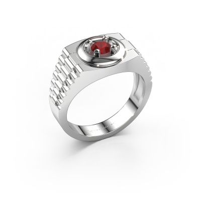 Men's ring Edward 585 white gold ruby 4.7 mm