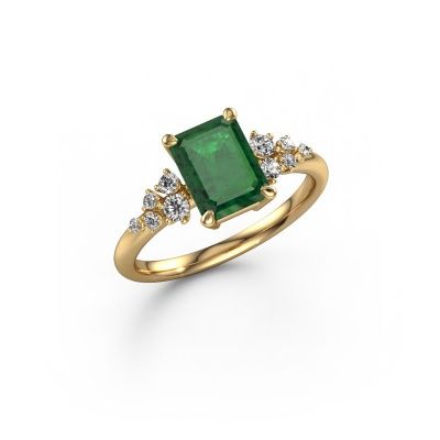 Verlovingsring Royce EME 585 goud smaragd 8x6 mm