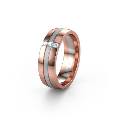 Wedding ring WH0426L26A 585 rose gold aquamarine ±0.24x0.07 in