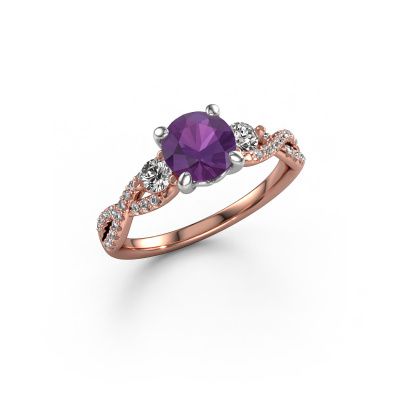 Engagement ring Marilou RND 585 rose gold amethyst 6.5 mm