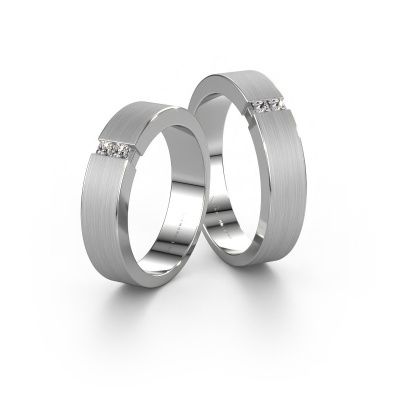 Wedding rings set WH2136LM15E ±0.20x0.1in 14 Carat white gold diamond 0.05 crt