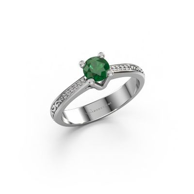 Engagement ring Mei 950 platinum emerald 4.7 mm