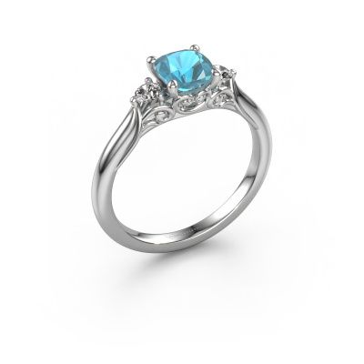 Engagement ring Laurian CUS 950 platinum blue topaz 5.5 mm