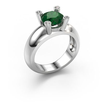 Ring Tamara RND 585 white gold emerald 8 mm