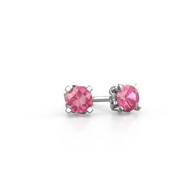 Earrings Ize 950 platinum pink sapphire 5 mm