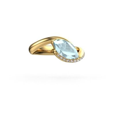 Engagement ring Aida MRQ side 585 gold aquamarine 11x5.5 mm
