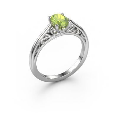 Engagement ring Shannon ovl 950 platinum peridot 7x5 mm