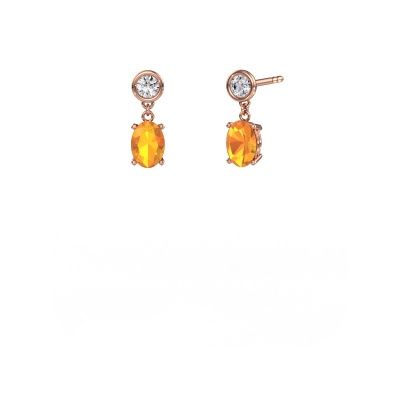 Pendants d'oreilles Lacey OVL 585 or rose citrine 7x5 mm