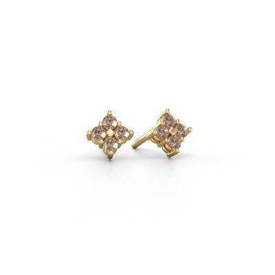 Clous d'oreilles Maryetta 585 or jaune diamant brun 0.24 crt