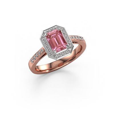 Engagement ring Dodie 2 eme 585 rose gold pink lab grown diamond 7x5 mm