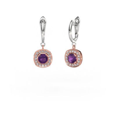Drop earrings Marlotte 1 585 rose gold amethyst 5 mm