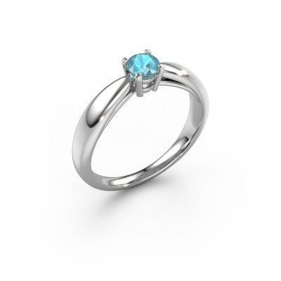 Bague de fiançailles Nichole 950 platine topaze bleue 4.2 mm